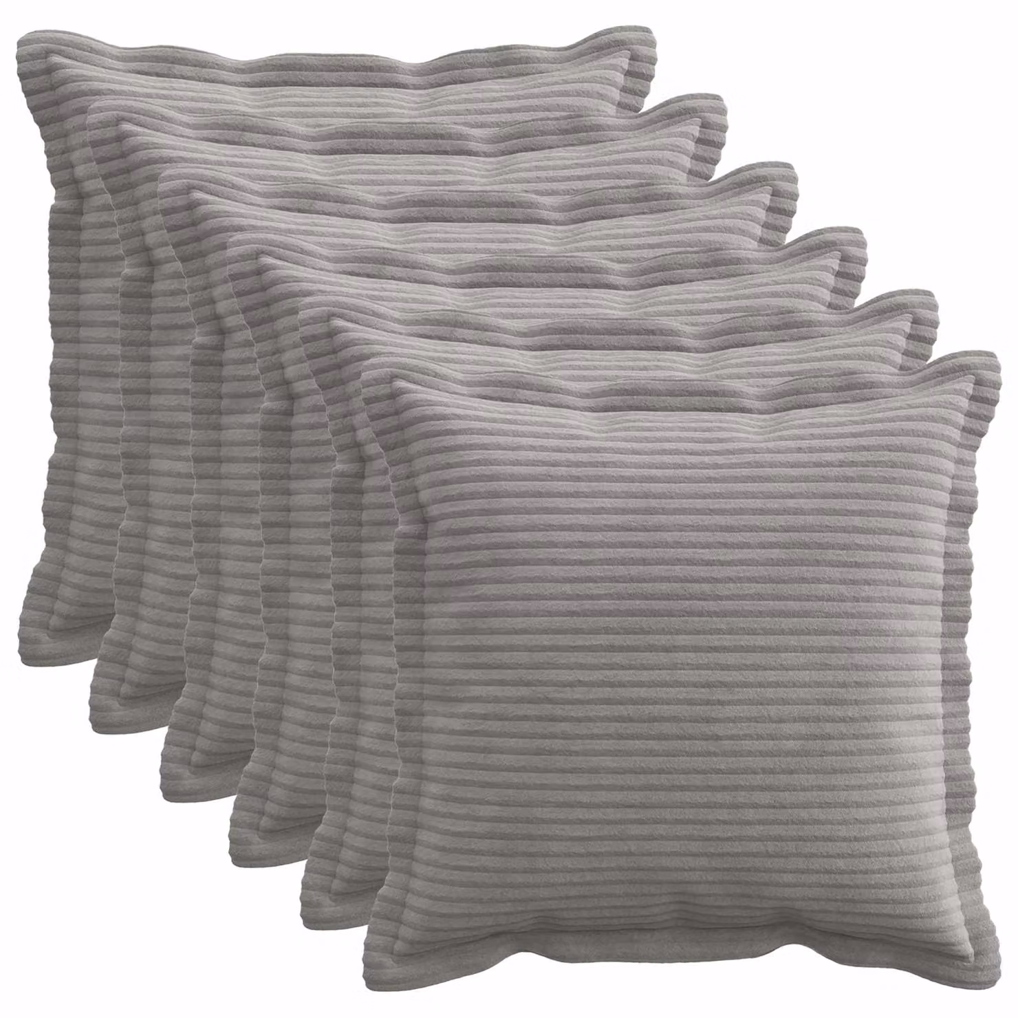 Set di 6 federe vidaXL HOUTEN in velluto a coste, Grigio Chiaro, 35 x 35 cm