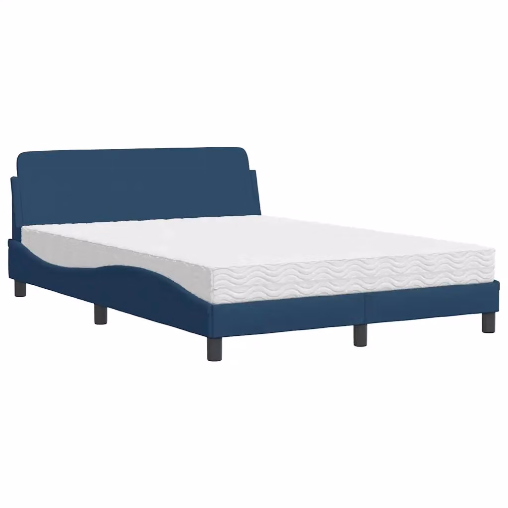 Letto con Materasso Dover blu e bianco vidaXL in tessuto e legno L/P/H: 140 x 200 cm – 2