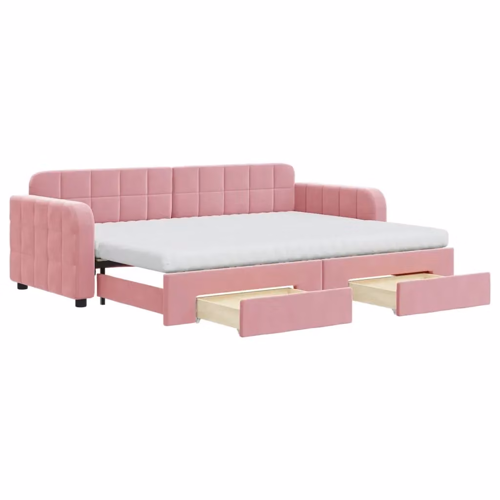 Divano Letto Estraibile con Cassetti in Velluto Rosa vidaXL – 2