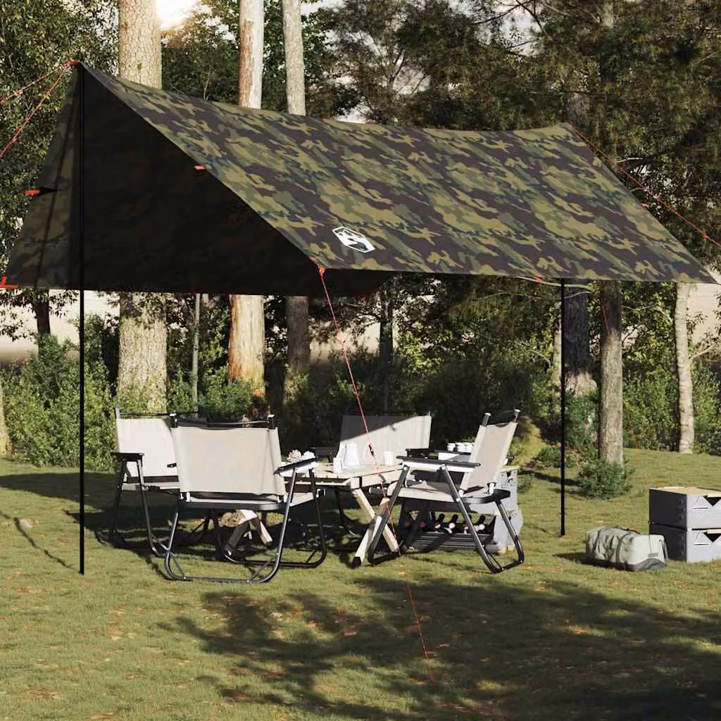 vidaXL Telone da Campeggio Mimetico Impermeabile in Poliestere, Multicolore, L/P/H: 438 x 376 x 212 cm