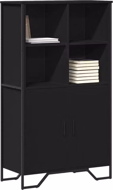 Credenza-Buffet-Armadio da cucina Nera 79,5x35,5x137,5 cm in Truciolato