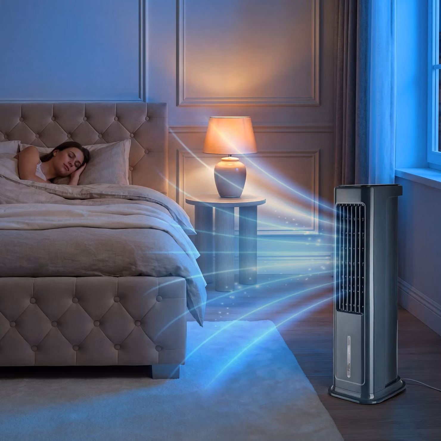 Raffreddatore d'aria Alaska 4in1 TecTake GmbH, colore antracite, con serbatoio dell'acqua da 5 l, telecomando, timer, modalità notte e oscillazione – 1