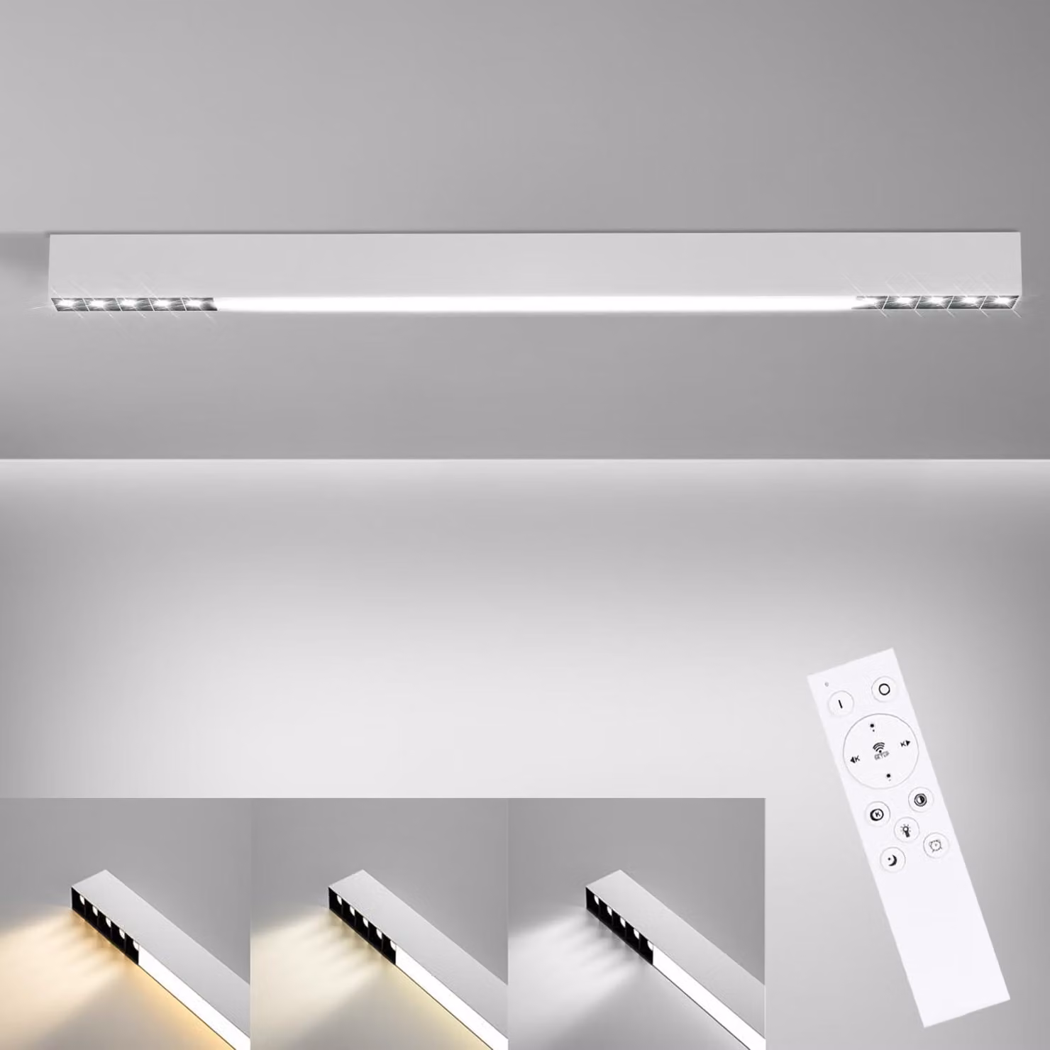 ZMH plafoniera LED plafoniera bianca 25W lampada da soggiorno 80CM lunga moderna dimmerabile con telecomando illuminazione da soffitto per soggiorno cucina camera da letto ufficio