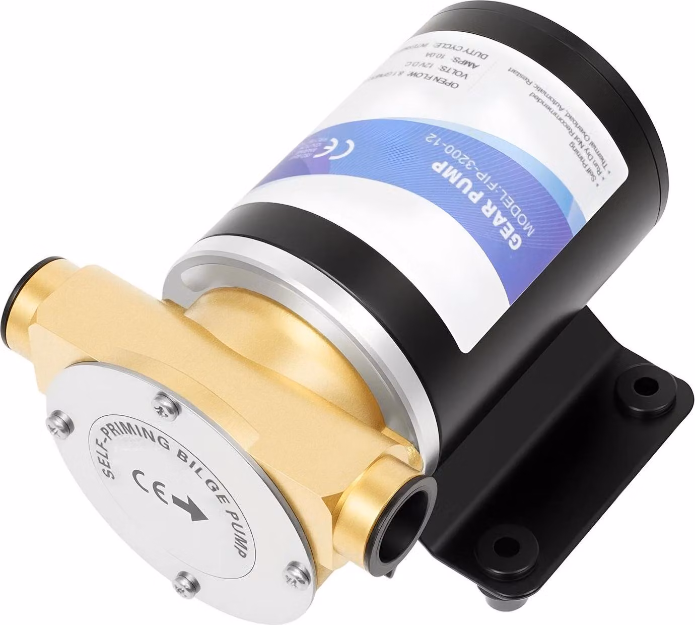 Pompa per acqua da 12V - pompa per l'aumento della pressione - portata 30 l/min, 120 W - 2850 giri/min, testina in rame - resistente alla ruggine e alla corrosione - altezza di mandata 3 m, altezza di aspirazione 1 m - colore nero