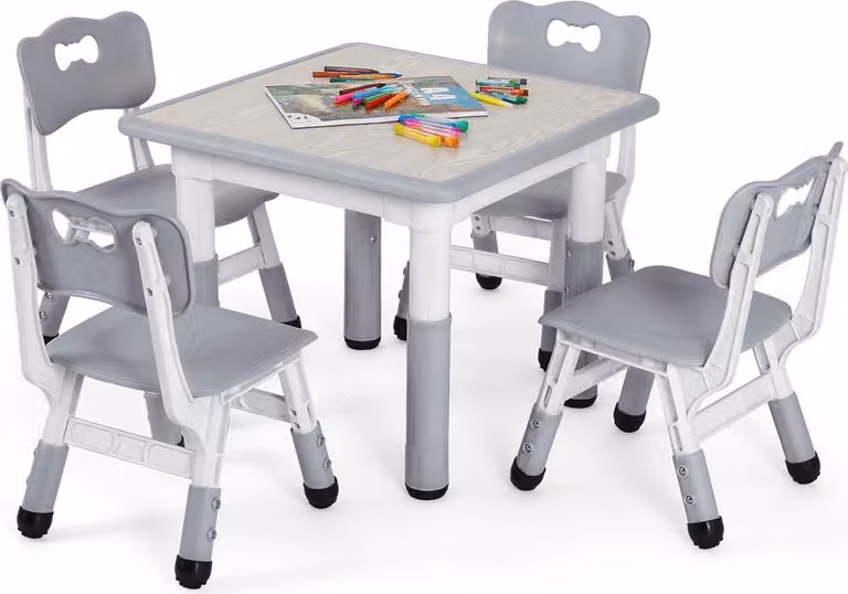 Set da tavolo per bambini MAMIZO con 4 sedie regolabili in altezza per la cameretta dei bambini