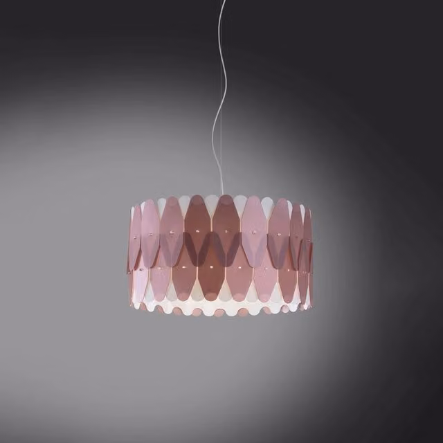 Lampada a sospensione moderna Amanda Polilux Linea Zero, colore rosa e cromo, diametro: 40 cm, attacco E27 – 1