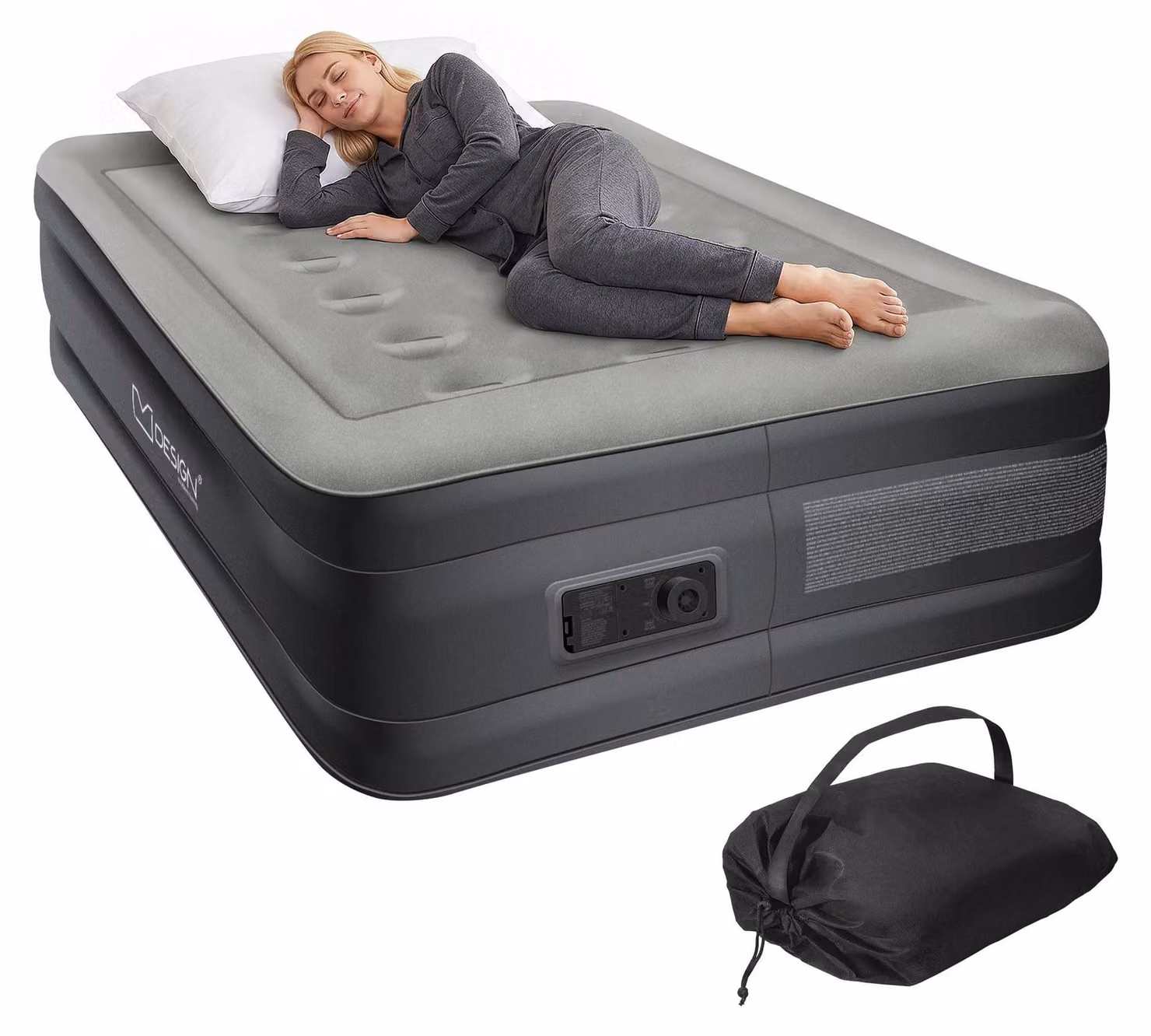 Letto gonfiabile per una persona, dimensioni 196x97x47 cm, con pompa elettrica a 230V