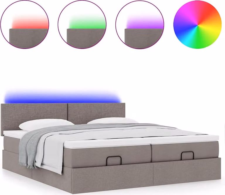 Struttura Letto Pouf con Materassi Tortora 180x200cm in Tessuto