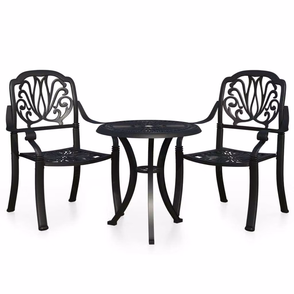 Set da Bistrot 3 pz in Alluminio Pressofuso Nero