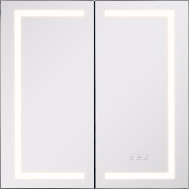 Armadietto medicinale illuminato con specchio HD 65 x 65 cm da incasso o a parete