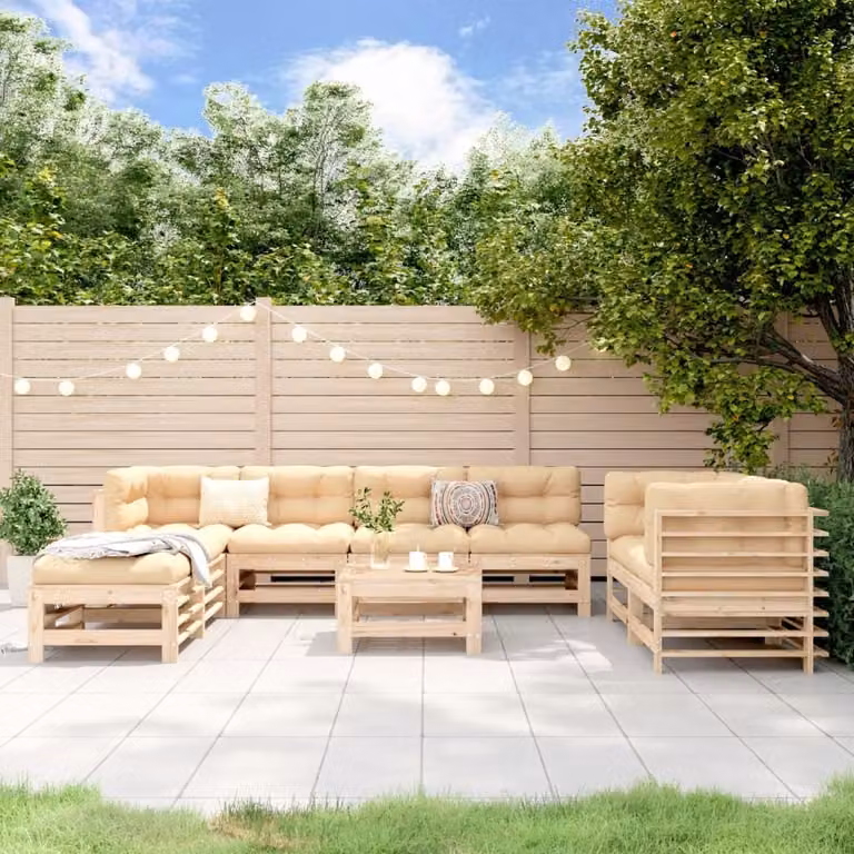 Maison Exclusive - Set Salotto da Giardino 9 pz in Legno Massello di Pino