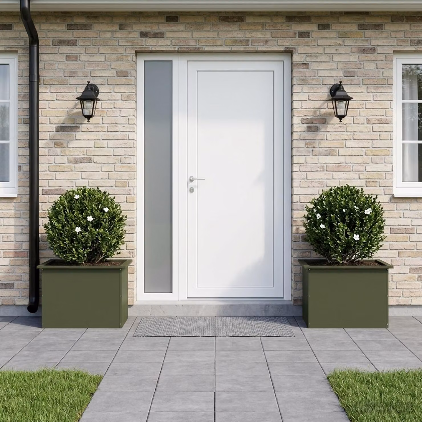 Set di 2 fioriere da giardino con LED vidaXL in acciaio, colore verde, L 60 x P 40 x H 40 cm