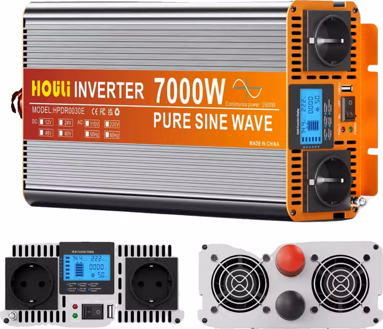 Inverter, elevata potenza erogata, tecnologia a onda sinusoidale pura, potenza di picco 7000 W-24 V