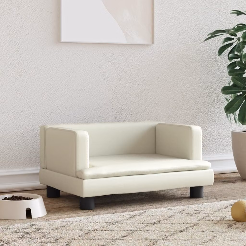The Living Store Letto per cani Crema 60x40x30 cm in Pelle finta