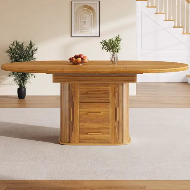 Tavolo da Pranzo Rotondo Allungabile ¨C MINIMAL ¨C Noce, 118-158 cm, 6 Persone