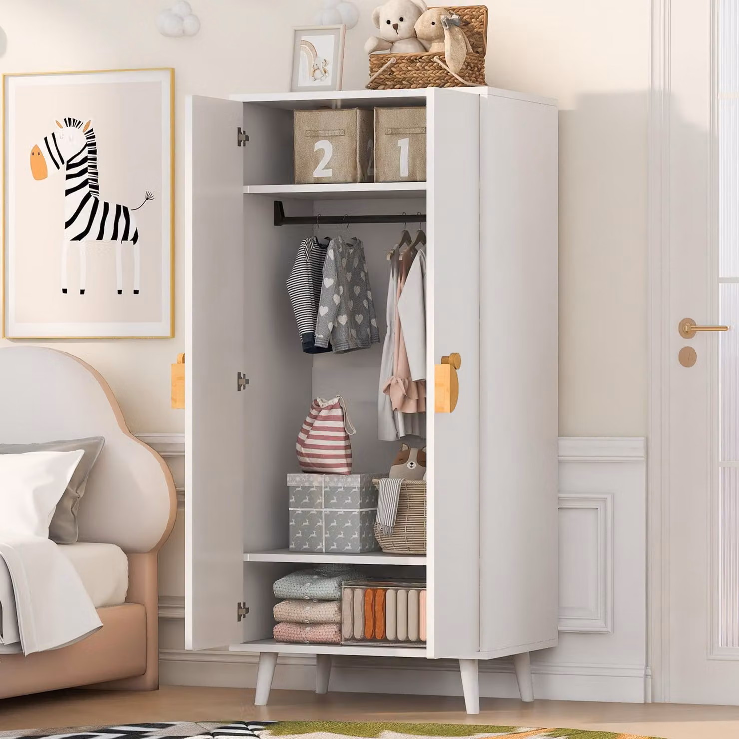 Letto imbottito 180x200 cm con cassone contenitore a sollevamento idraulico, illuminazione LED, funzione di ricarica USB e USB-C, testiera con ripiano e spazio contenitivo, color beige
