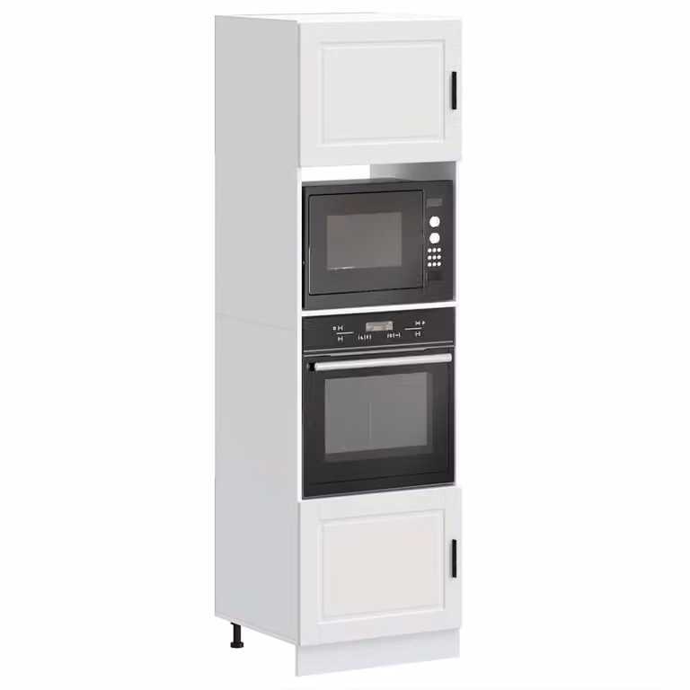 Set di 2 armadi per forno vidaXL bianchi in legno multistrato e MDF per cucina moderna