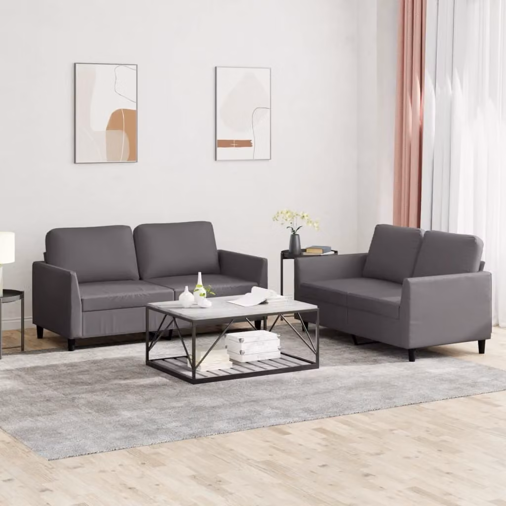 Maison Exclusive - Set divano 2 pezzi con cuscini, in ecopelle grigia
