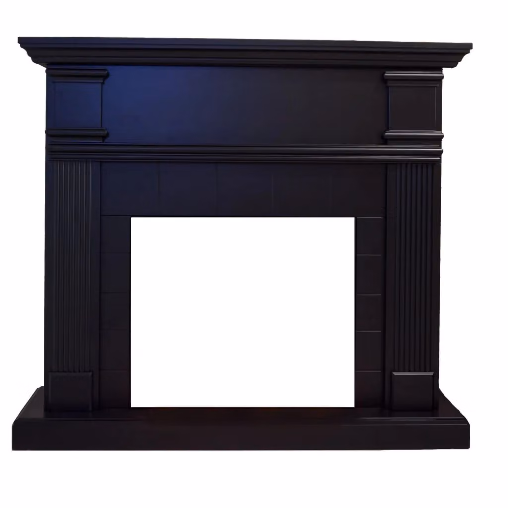 Mpc Cornice per Camino e Caldaia Nero in Legno MDF con Design Classico per Inserto Elettrico o Bruciatore Esistente – 2