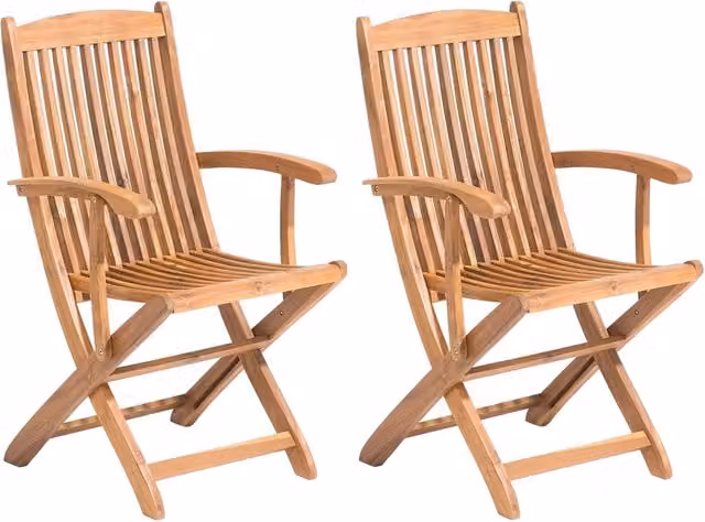 Set di 2 sedie da giardino BELIANI in legno di acacia marrone con braccioli e design rustico