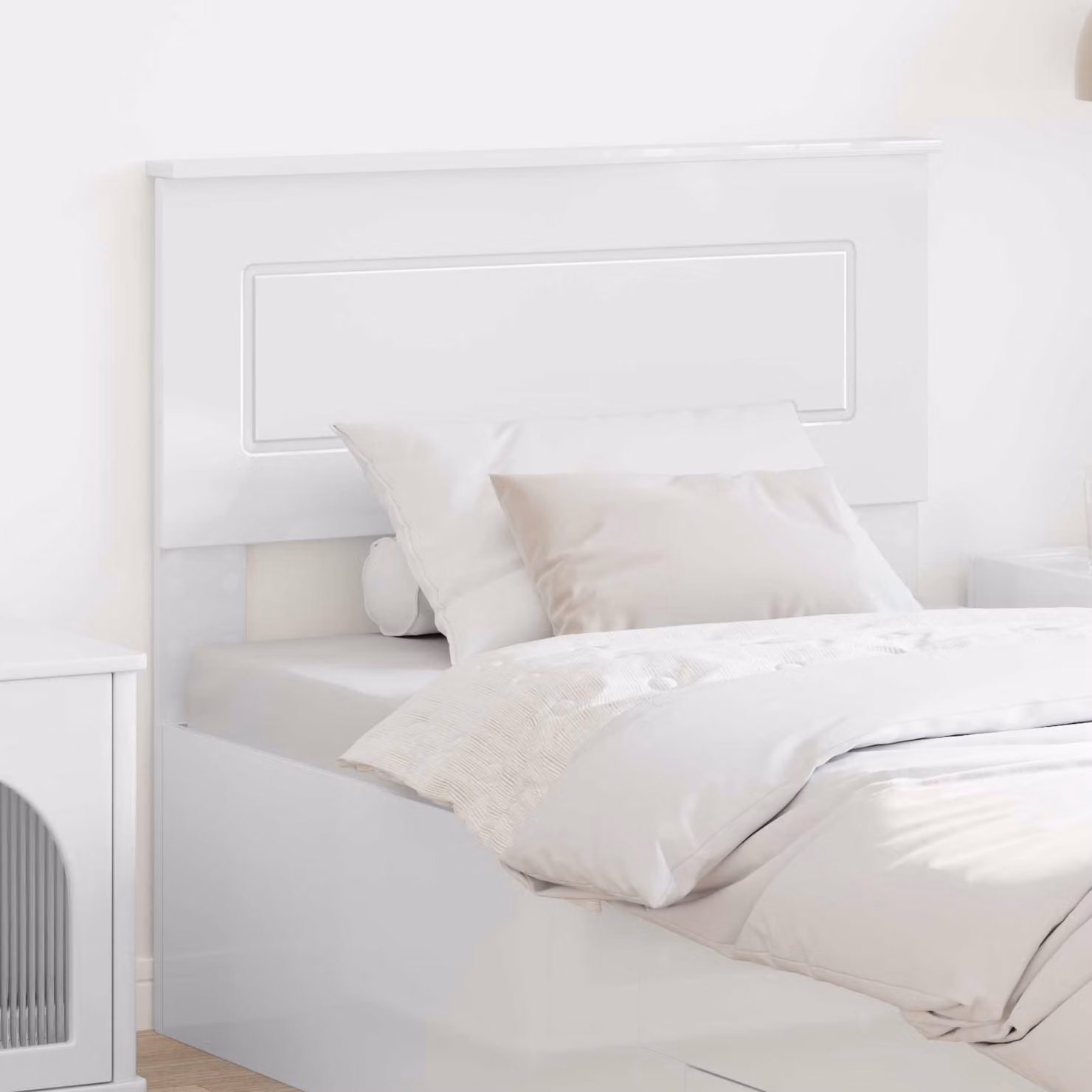 Testiera per letto moderna vidaXL in legno ingegnerizzato bianco lucido