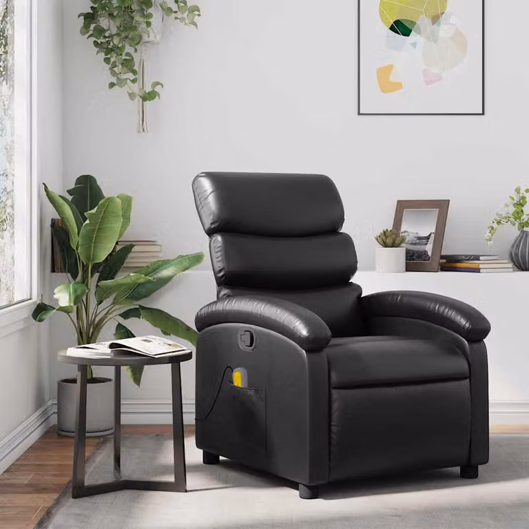 vidaXL Poltrona Relax Reclinabile Moderna in Similpelle Nera con Braccioli