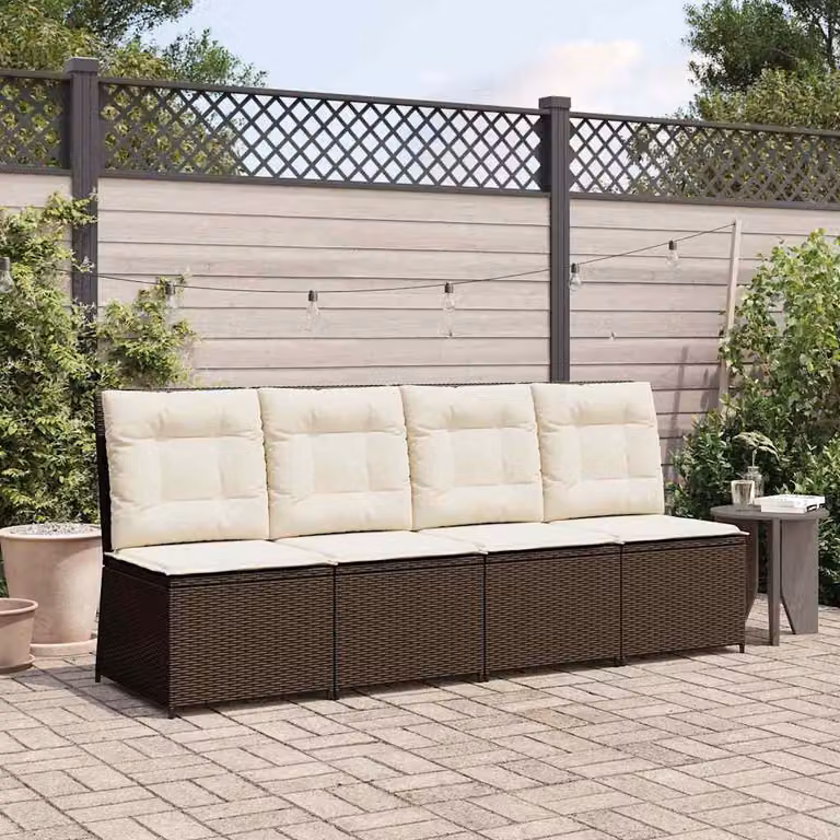 Maison Exclusive - Divano da giardino marrone e crema in rattan sintetico