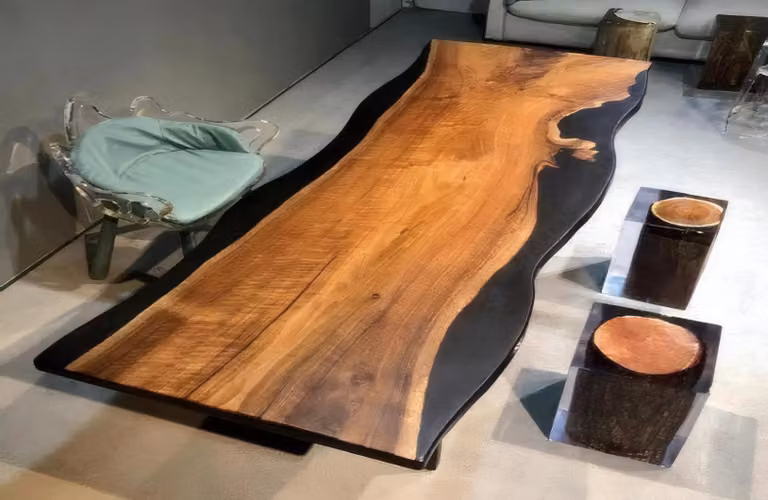 Schwarz-Brauner Epoxidtisch Esszimmertische Hochwertiger Tisch
