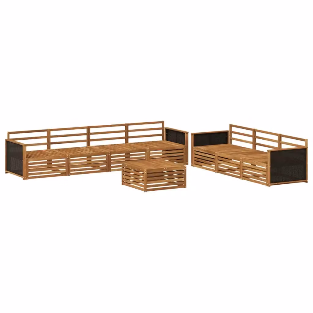 Set di divani da esterno a forma di U vidaXL in legno di acacia massello marrone con cuscini inclusi – 2