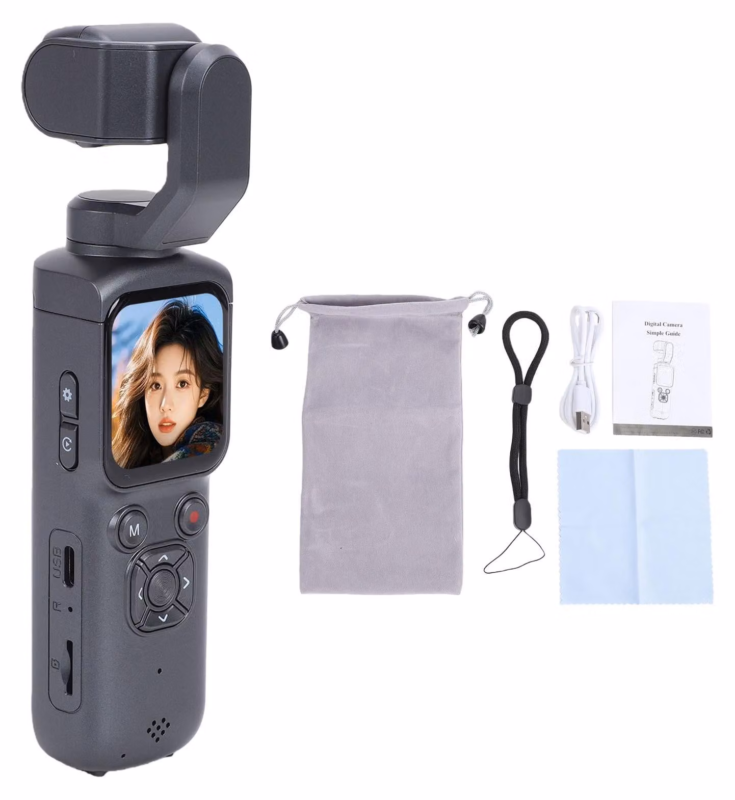 Videocamera portatile 4K da 64 MP con WiFi, registratore digitale anti-vibrazioni per vlogging e viaggi all'aperto