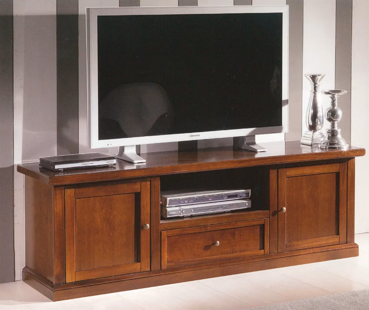 Porta TV in legno stile arte povera color noce Mobili2G L: 160 cm, P: 45 cm, H: 56 cm – 3