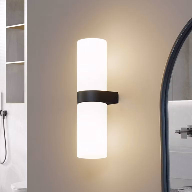 Applique da parete Basolo Lucande, dimmerabile, Bianco / Opale, Bagno, Moderno, Applique