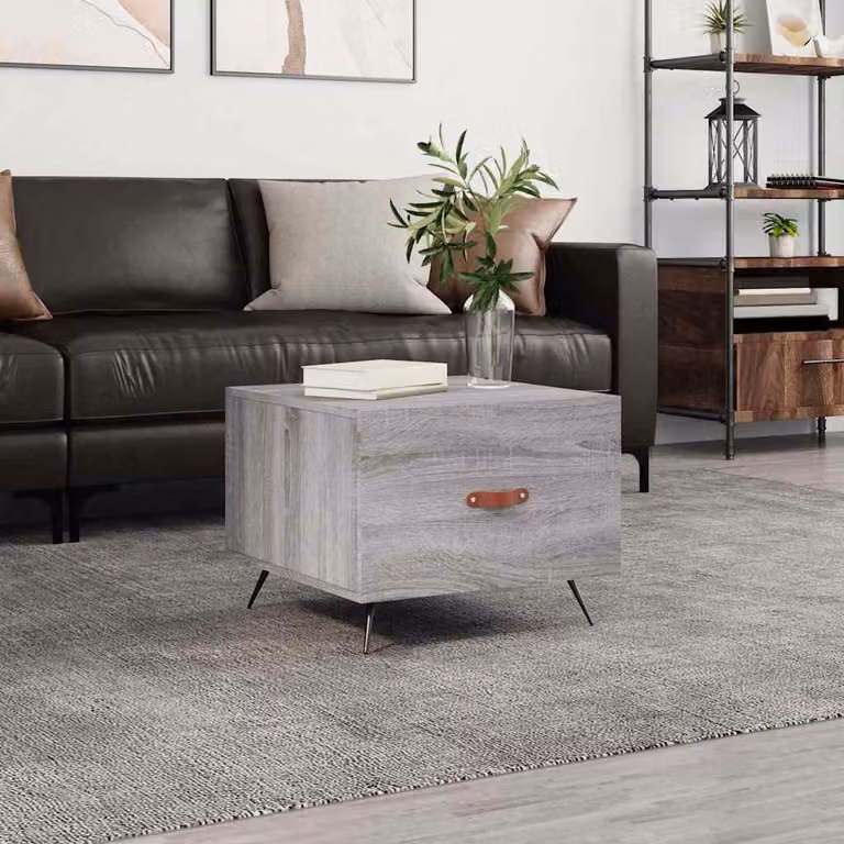 vidaXL Tavolino da Salotto Moderno Grigio in Legno e Metallo L/P/H: 50 x 50 x 40 cm