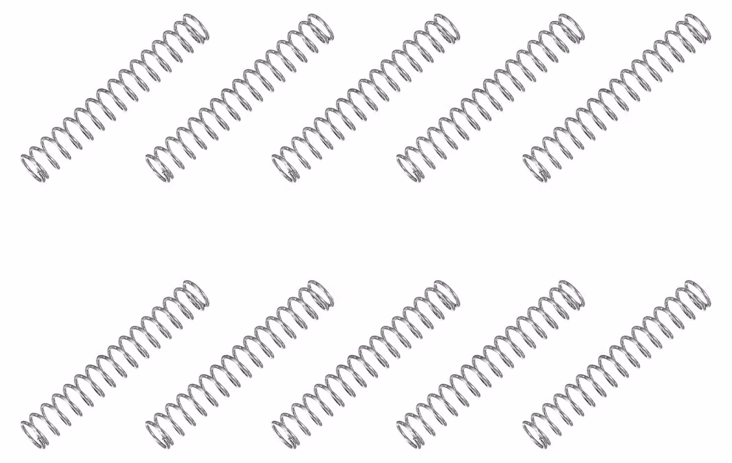 Molla a compressione, 4x0,45x25 mm, acciaio inossidabile 304, confezione da 10 pezzi, colore argento