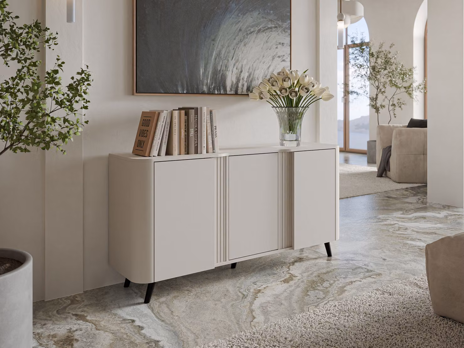 Cassettiera con ante KLEMEK - cashmere