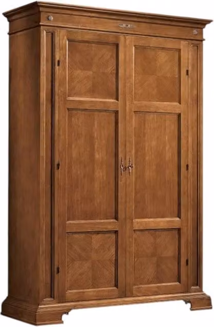 Armadio classico con 2 ante e 2 cassetti in legno di faggio marrone Mobili 2G L/P/H: 143 x 56 x 210 cm