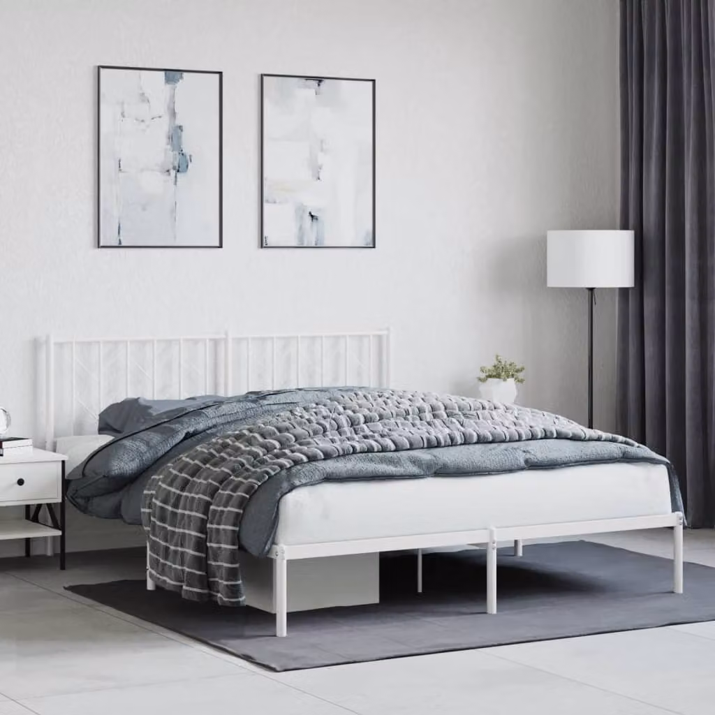 vidaXL Giroletto con Testiera in Metallo Bianco L/P/H: 207 x 160 x 90 cm