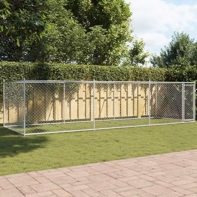 Gabbia per cani VIDAXL in acciaio zincato grigia con porta L: 6 m, P: 2 m, H: 1,5 m – 1