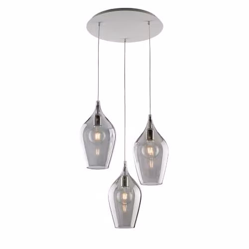 Lampadario Contemporaneo Ares Metallo Grigio Fumè 3 Luci E27