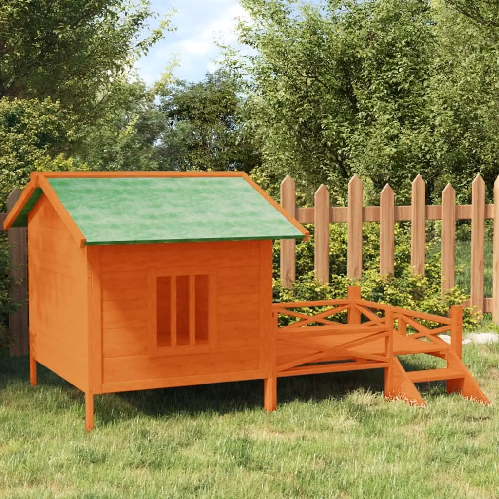The Living Store Cuccia per cani marrone 159x120x88,5 cm in legno di pino massiccio
