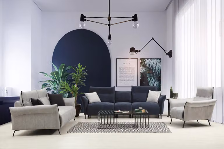 Sofagarnitur Wohnzimmer Sofa Set Polster Möbel Luxus Sessel Modern Design