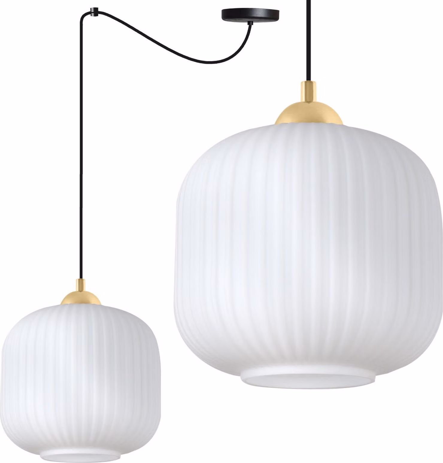 Lampada a sospensione Riffle spider nero-oro a 1 luce con paralume cilindrico bianco 20 cm E27 - lampada elegante per l'illuminazione di interni moderni
