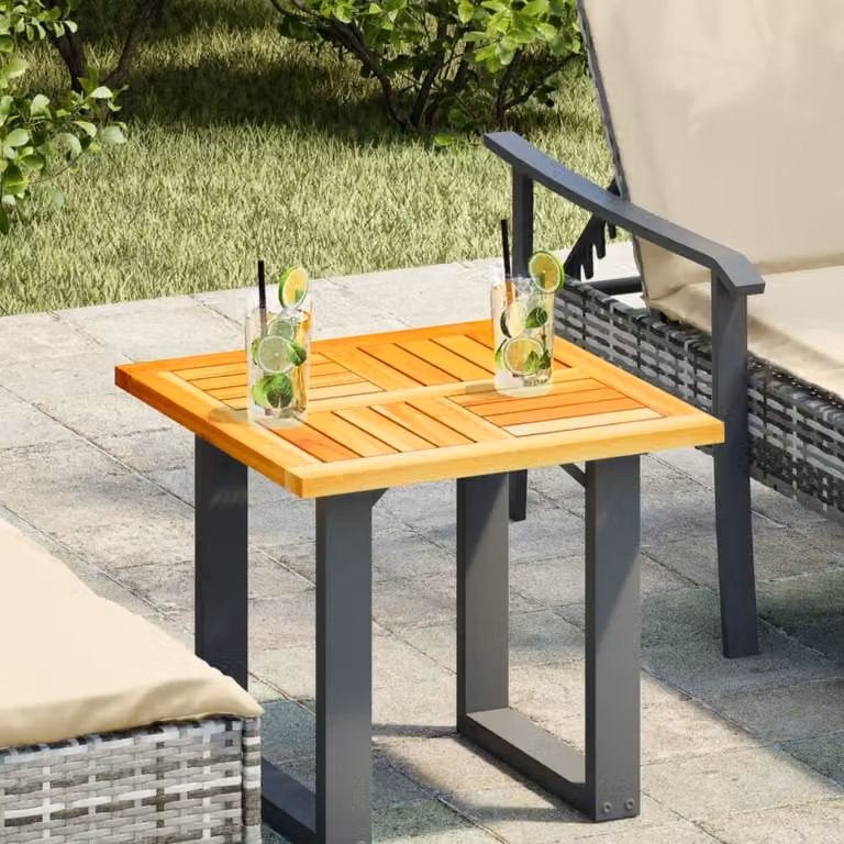 Piano per tavolo quadrato vidaXL in legno massello di acacia oliato, marrone, L 50 cm x P 50 cm x H 2 cm