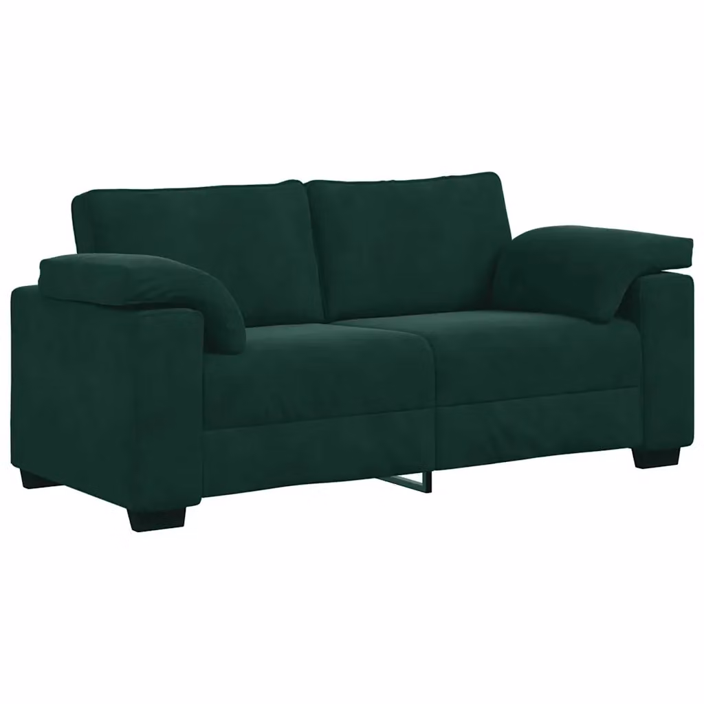 Divanetto vidaXL in Velluto Verde con Cuscini, L: 180 cm, P: 77 cm, H: 82 cm – 2