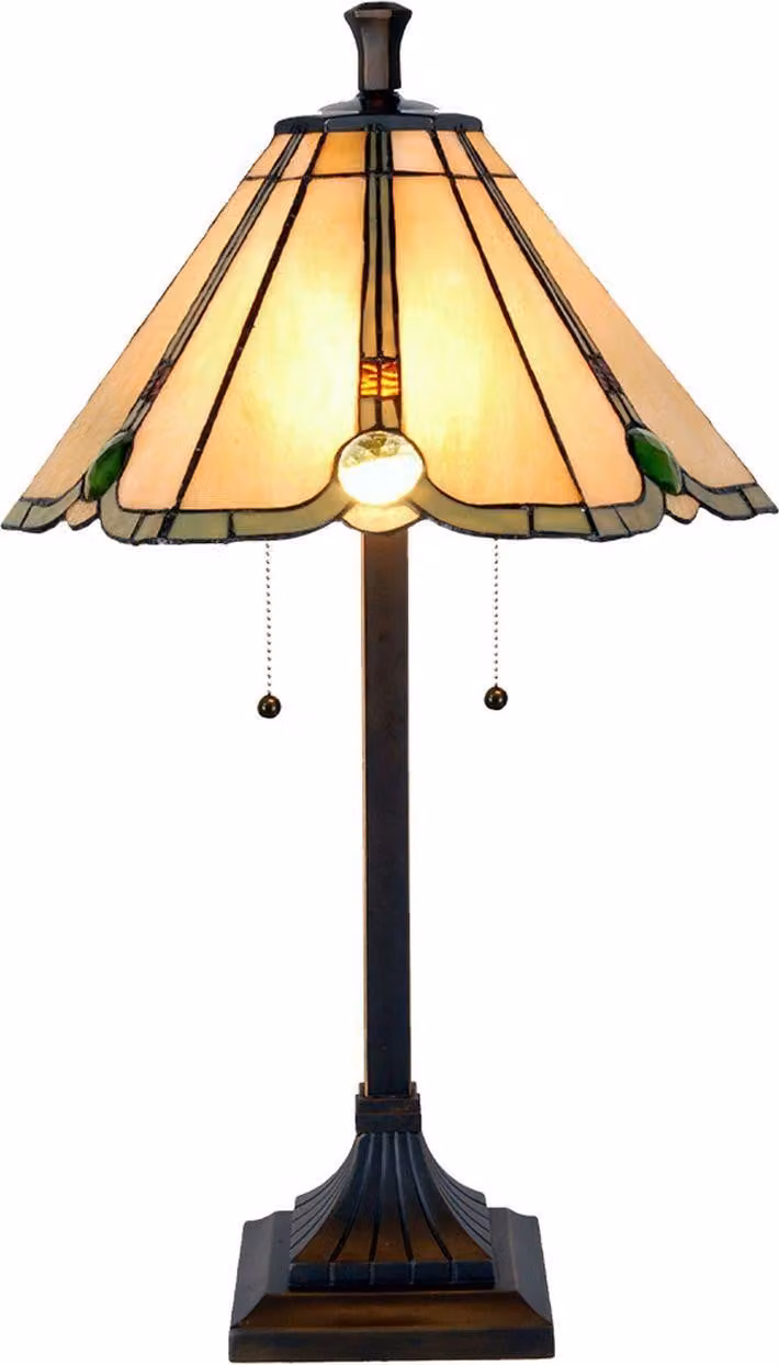 LumiLamp Tiffany lampada da tavolo Ø40x67 cm Beige Brown Vetro Poliresina Attacco E27