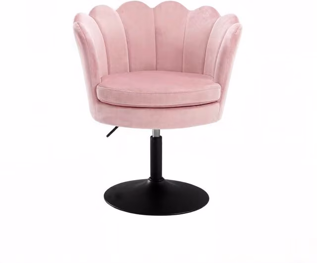 Sedia da toeletta girevole 61，5x71-83x65 cm velluto rosa regolabile