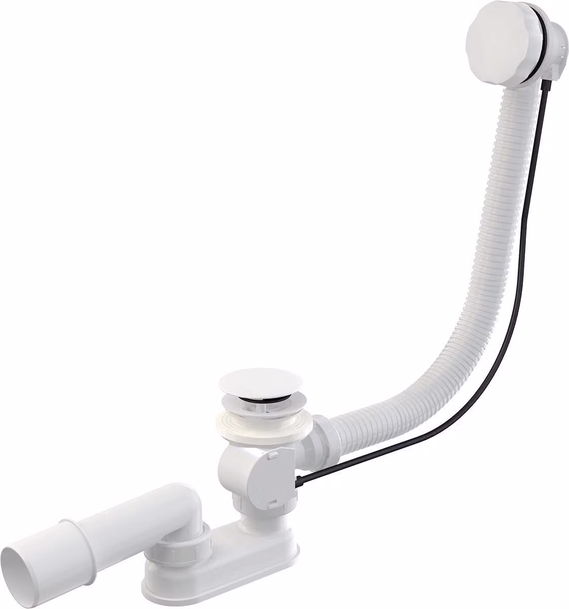 Kit completo per scarico e trabocco della vasca Alcadrain, finitura bianco opaco, 80 cm