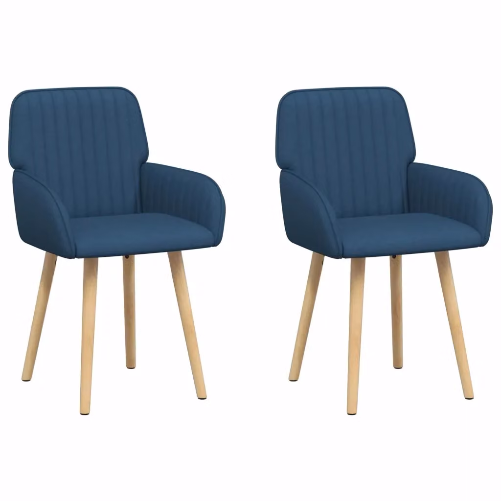 Set di 2 sedie da pranzo moderne vidaXL in tessuto blu e legno, L: 56,5 cm, P: 50 cm, H: 87,5 cm – 2
