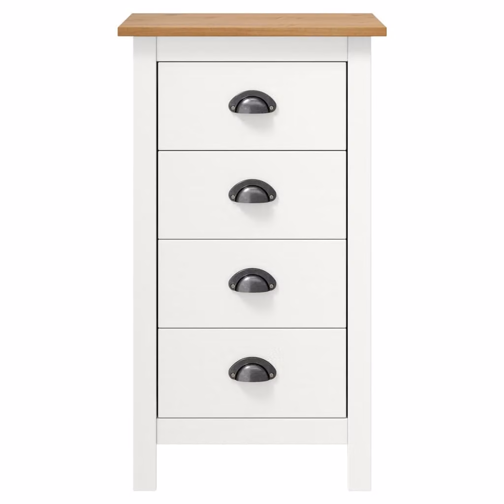 Credenza Hill Bianca 46x35x80 cm in Legno Massello di Pino