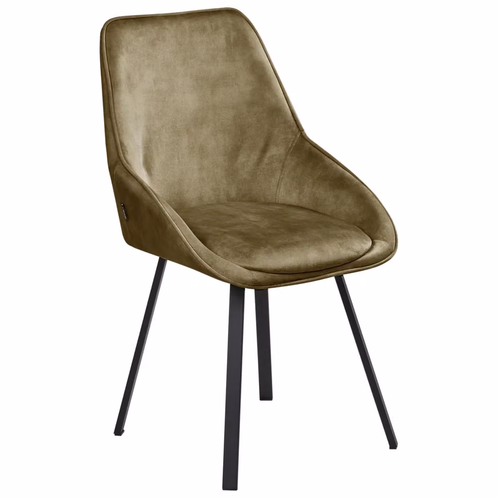 Set di 2 sedie da pranzo BELIANI in velluto verde con gambe in metallo nero girevoli, stile retro per soggiorno e cucina – 2